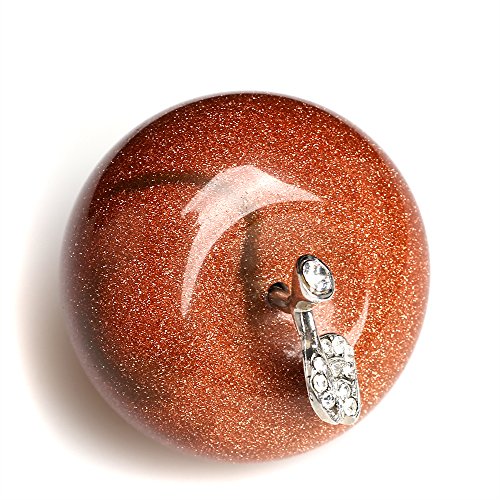 Ruhong 1.18 Inches Natural Quartz Healing Crystal Stone Craft Collection Red Goldstone Apple Carved Figurine Statue Alloy Leaf Home Ornament Holiday Wedding Decoration #TOP2