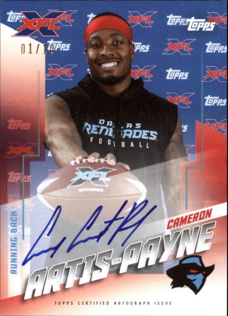 2020 Topps XFL Autographs Red #AU-CAP Cameron Artis-Payne Auto S10 Dallas Renegades Official Football Trading Card