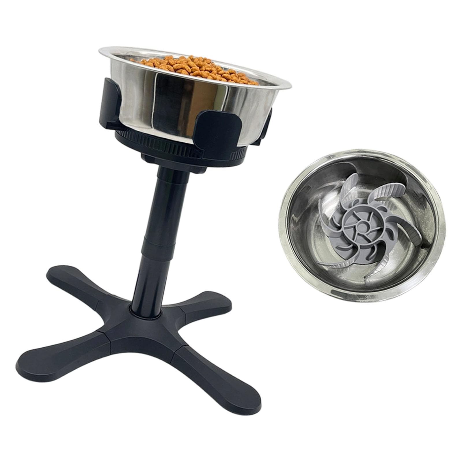 Soporte antideslizante para comederos para perros con cuencos desmontables y patas regulables para uso en interiores y exteriores en hogares o tiendas de mascotas, soporte elevado para cuencos
