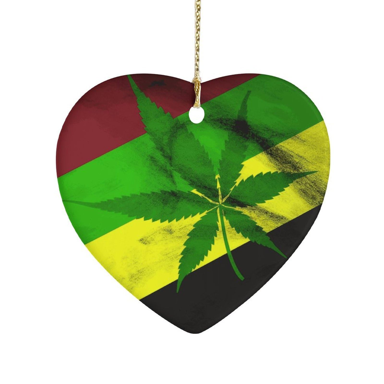 Fekiloot Style Jamaica Flag Leaves Ceramic Ornament Home Decor Keepsake