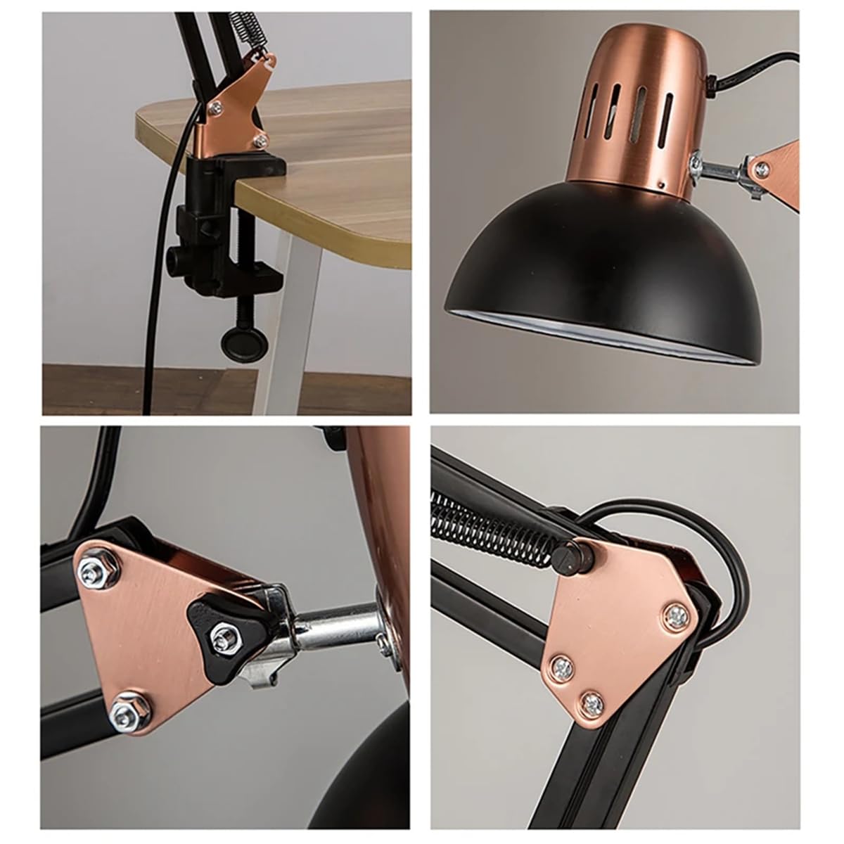 LED Lampe de Bureau, Lamp de Table, Lampe avec Pince d'architecte, USB Lampe Lecture pour Chambre Livre, Deco Bureau (noir)