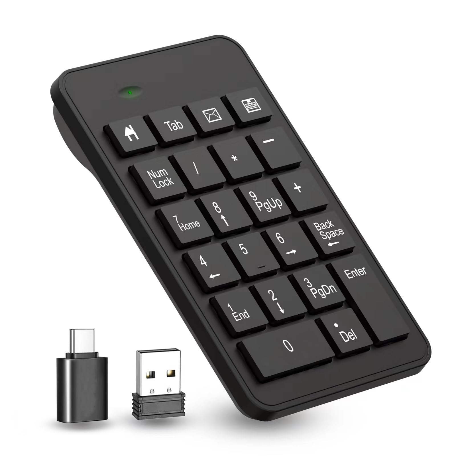 Kabelloser USB- und Typec-Nummernblock, verbesserte Effizienz, 23 Tasten, Ziffernblock, verbesserte Version der USB-Tastatur mit 10 Tasten, Finanzbuchhaltung, Nummernblock für Laptop, PC,