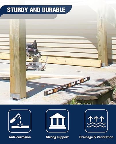 Miniatura 4 de vikofan Base de poste galvanizada de 6 x 6 pulgadas de aluminio de 5.5 x 5.5 pulgadas, anclaje de poste de madera a hormigón, soporte de poste