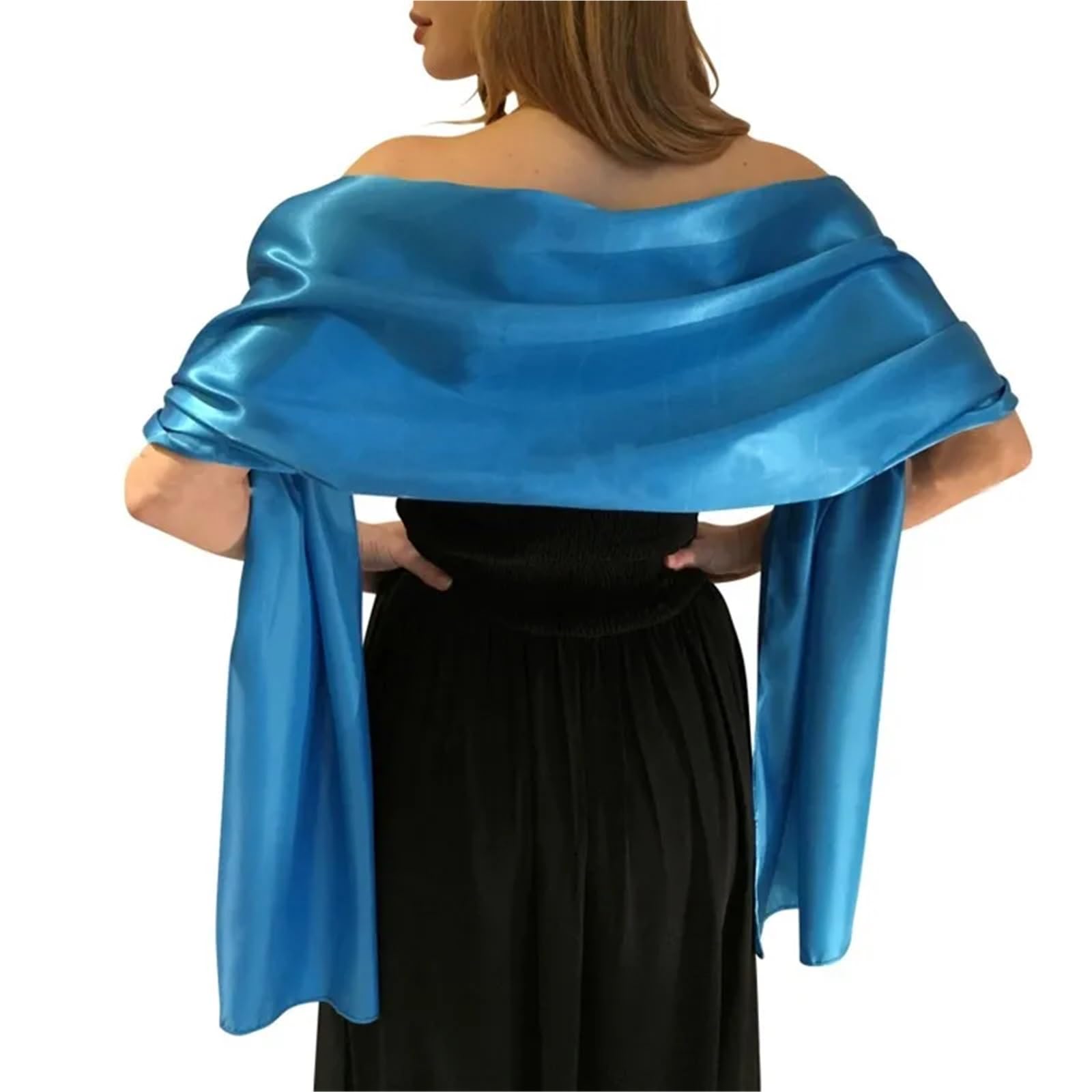 Hermosa mujer chal abrigo 200 * 45 CM largo fiesta de boda blanco Estola De Mujer
