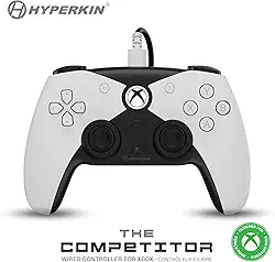 Hyperkin Competitor Wired Controller - Officially licensed Controller for use with Xbox Series X|S, Xbox One, Windows 10|11, PC, Video Game Controller with Hall Effect Sticks, 3.5MM. (White)