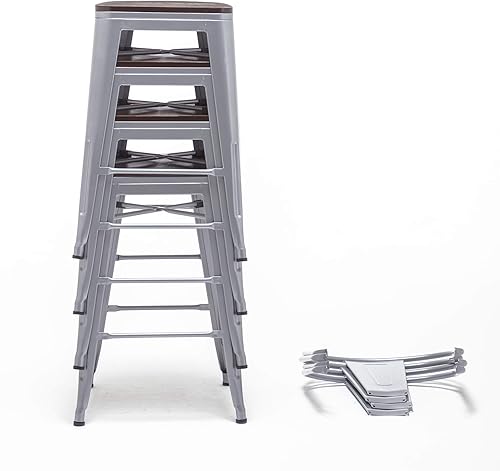 Miniatura 6 de Tongli Taburete de altura de mostrador con respaldos, taburetes de barra de metal, juego de 4 sillas de cocina de comedor, respaldo alto, sillas de