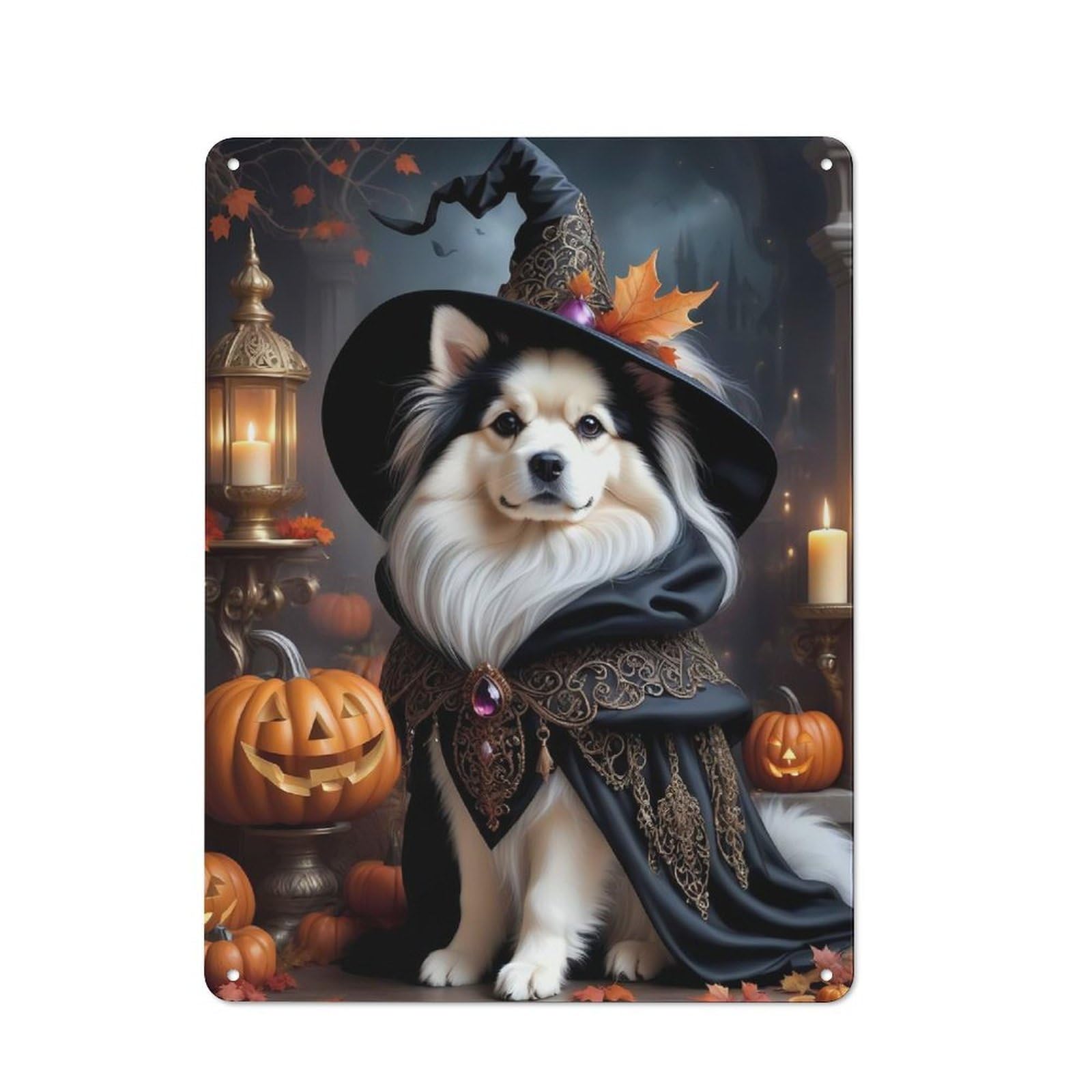 Junmoney Dog Halloween Metal Wall Sign 40X30cm Featuring For Living Room Wall, For Decorating Living Rooms And Feature Walls