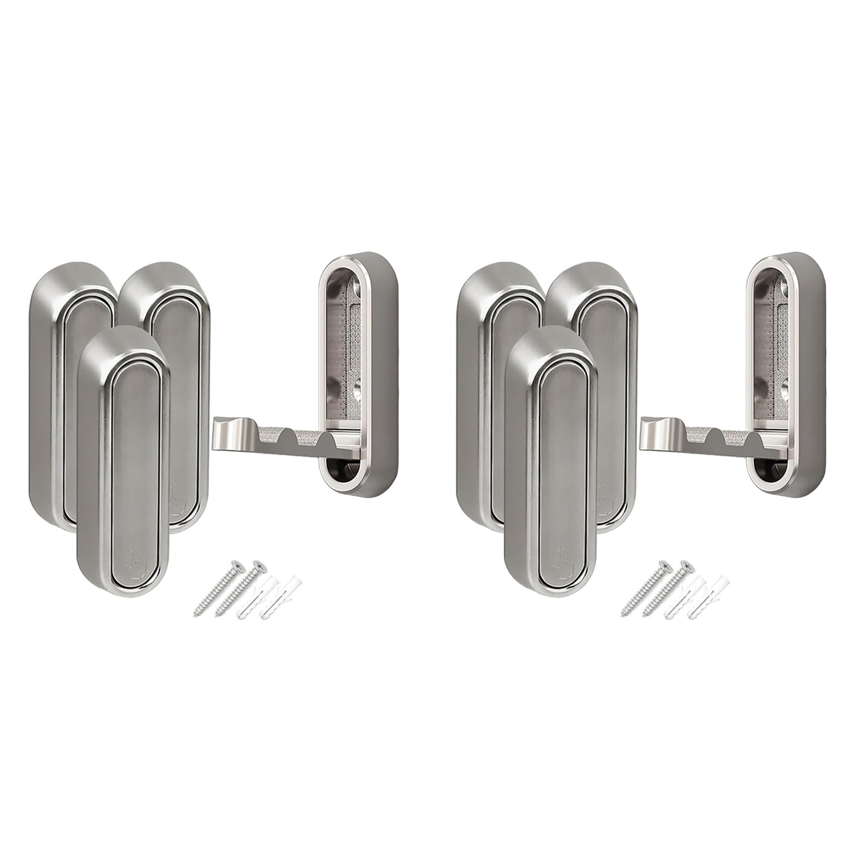Jnchdghwa Silver 8Pcs Folding Coat Hook, Folding Wall Hook For Hanging Coats, Towel, Hangers, Hat, Backpacks