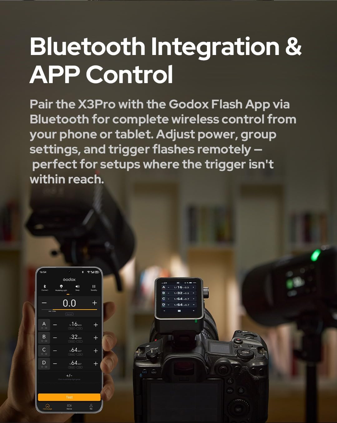 Godox X3Pro F X3Pro-F Wireless Flash Trigger Disparador de Flash TTL Inalámbrico para Fujifilm Cámara, HSS Sistema 2.4GHz X, OLED Pantalla Táctil, Bluetooth & App Control, Remote Camera Flash Trigger