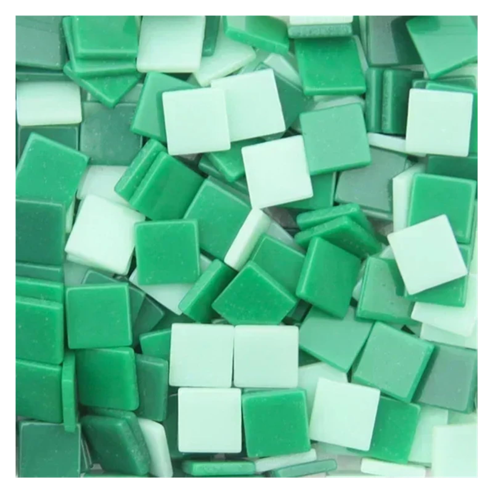 Ekalgretra Green Mosaic Making Supplies 100Pcs 1Cm/0.39In Square Resin Mosaic Tiles 0.2Cm/0.08In Thickness Diy Colorful Crafts Materials(Green)