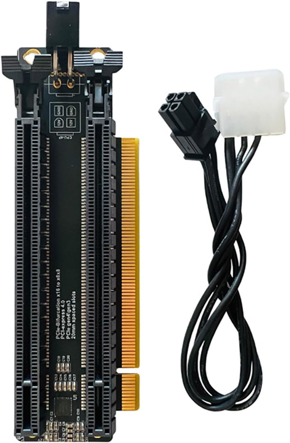 PCIe-Bifurcation X16 to X8X8 Expansion Card PCIE Gen4 X16 1 to 2 Port Split Adapter Card / 4P Power Port