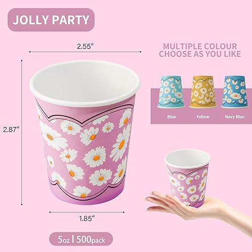 Miniatura 2 de KGKTU Paquete de 500 vasos de papel desechables de 5 onzas, coloridos vasos pequeños para enjuague bucal, para fiestas, pícnics, barbacoas, viajes y