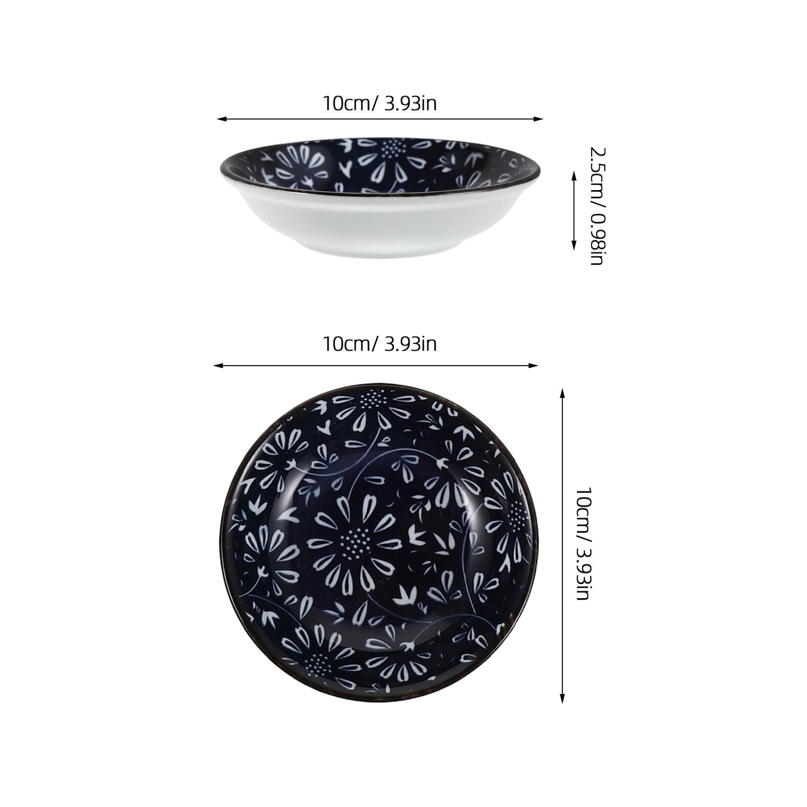 Assiette à Sauce en Céramique Ronde Japonaise, Lot de 6 Pièces