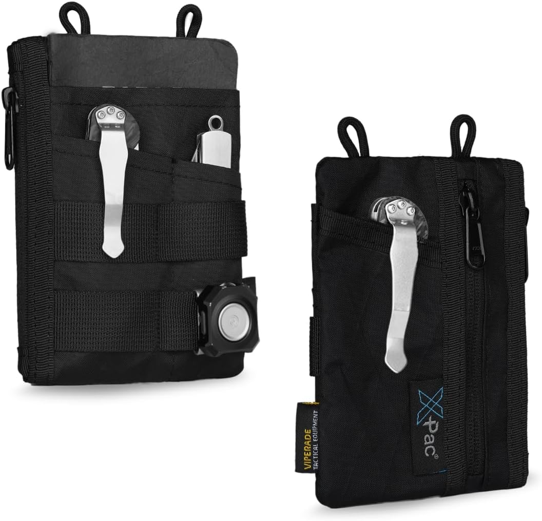 VIPERADE VE18N EDC Organizer, Multitool Pouch With 4 Slots and 2 Zipper Pockets - Slim EDC Wallet for Everyday Carry (XPAC-Black)