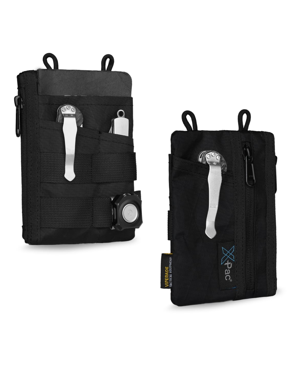 VIPERADE VE18N EDC Organizer, Multitool Pouch With 4 Slots and 2 Zipper Pockets - Slim EDC Wallet for Everyday Carry (XPAC-Black)