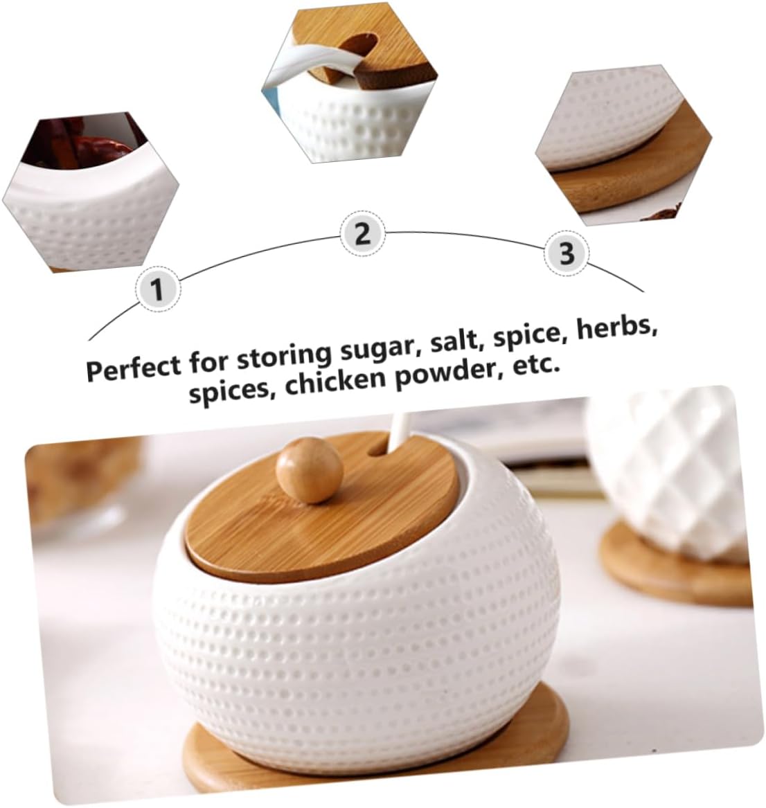 1 Set Ceramic Condiment Container with Lid Creative Seasoning Box for Kitchen Versatile Sugar Bowl with White Porcelain Storage Sweets