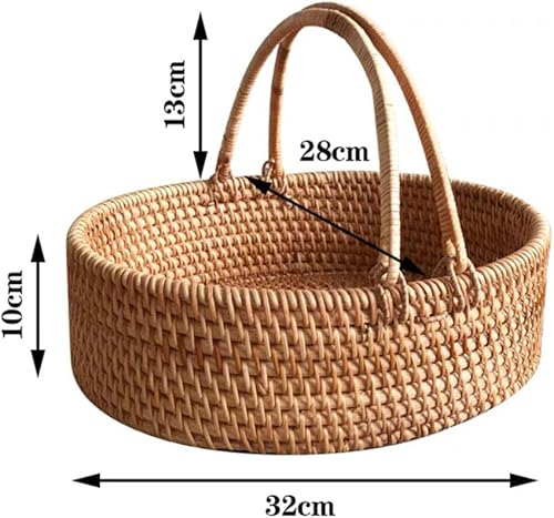 Miniatura 7 de FEMUN, Cesta de mimbre, canasta de picnic, cestas tejidas, mango móvil, tejida a mano, adecuada para camping, fiestas, picnics, conciertos, cestas