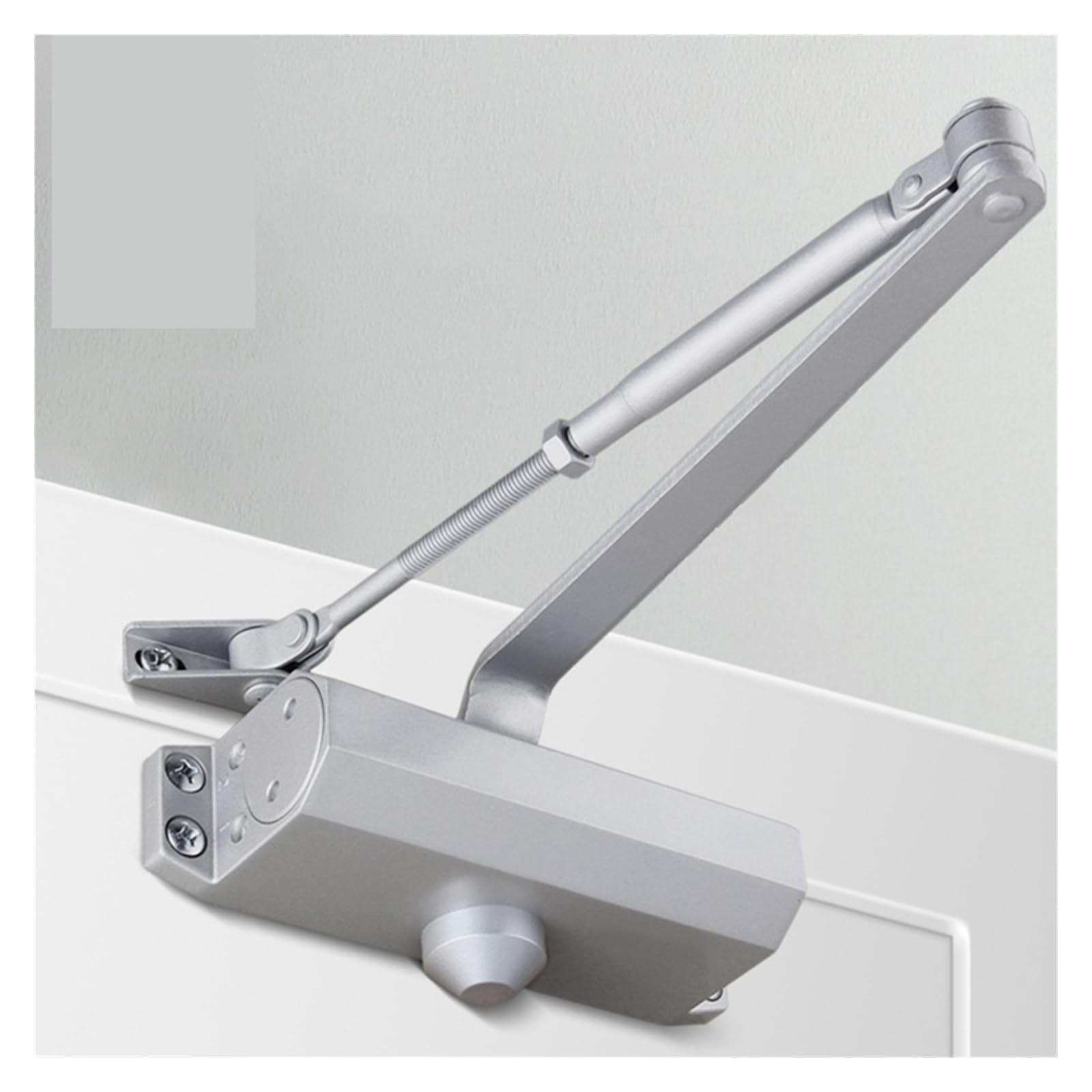 Ferme-porte automatique robuste 25-80 kg, double ressort et tampon hydraulique avec fermeture silencieuse réglable, matériel de butée de porte universel, 1 jeu (noir L)