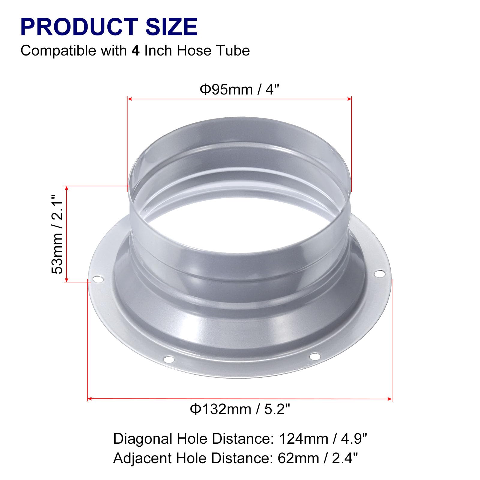 PATIKIL Duct Connector Flange, 4 Inch, 4 Pack Pipe Exhaust Flange - Image 2
