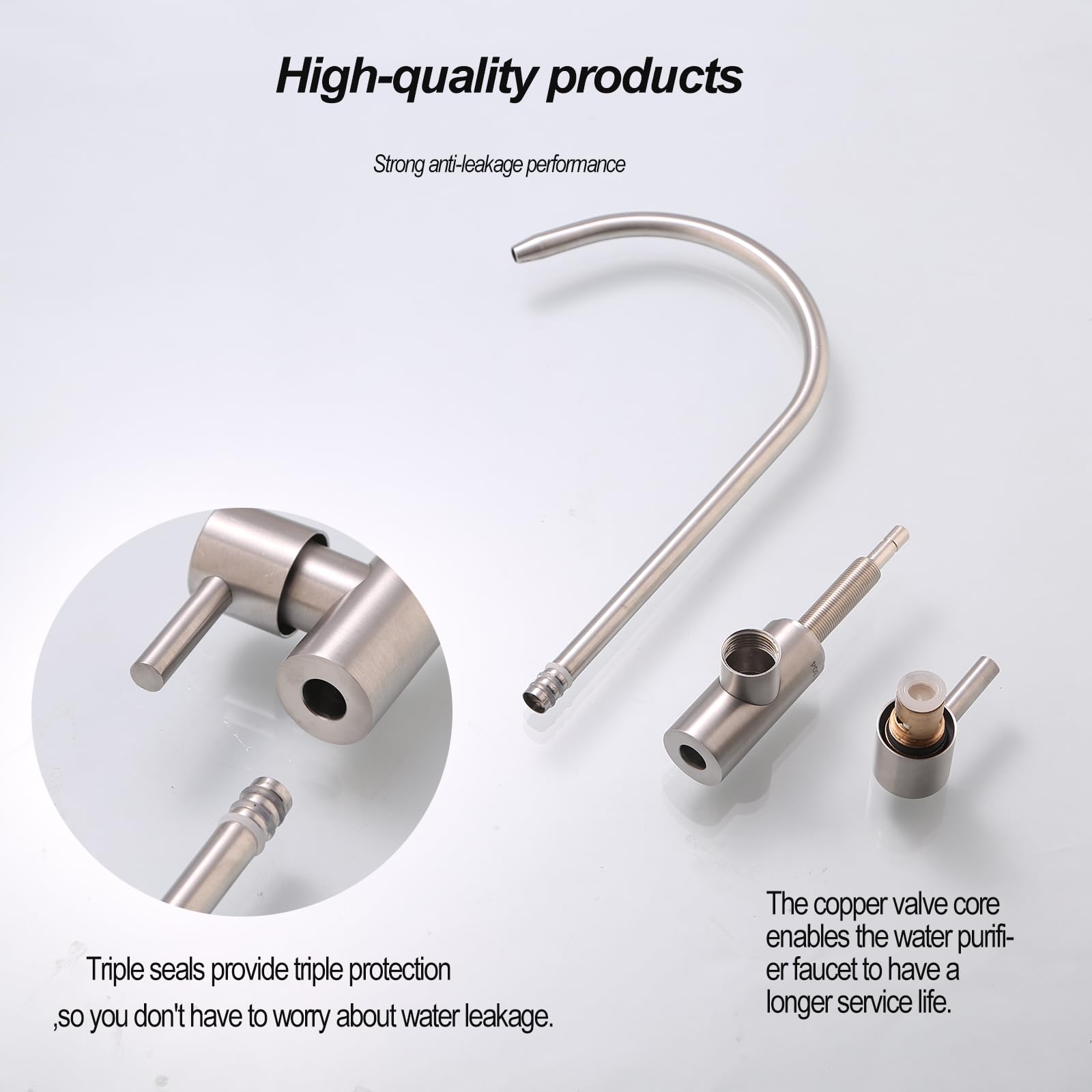 YIYONGSPINS Drinking Water Faucet for Most Reverse Osmosis and Water Filtration.Sink Faucet SUS304 Stainless Steel Brushed Nickel.Includes 3/8