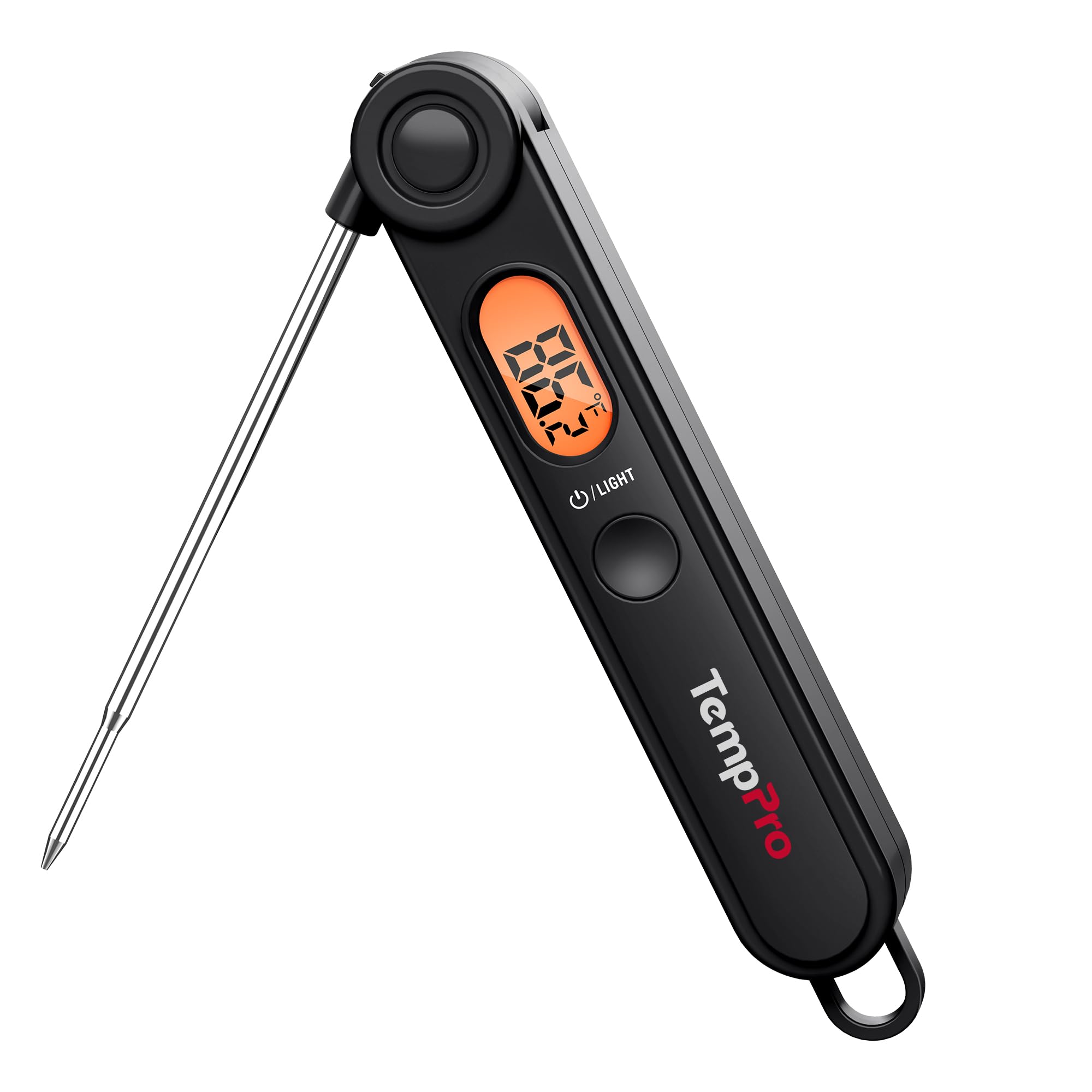 ThermoPro TP19B Waterdichte voedselthermometer, thermokoppel instant read, kookthermometer voor keuken, barbecue, digitale vleesthermometer, Ambidexter achtergrondverlichting, snoep, jam, chocolade