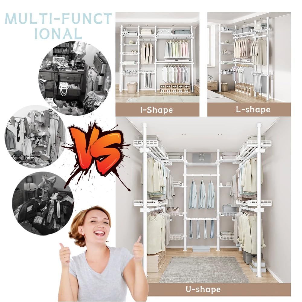 Armadio Telescopico Greensen Con 6 Barre - Regolabile Senza Fori, Ideale Per Camera - Foto 7