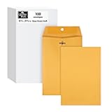 Clasp Envelopes, 6.5 x 9.5 Inch Brown Kraft Catalog Envelopes, for Mailing Small Business Papers, Gummed Closure, Box of 100 (QUA37863)