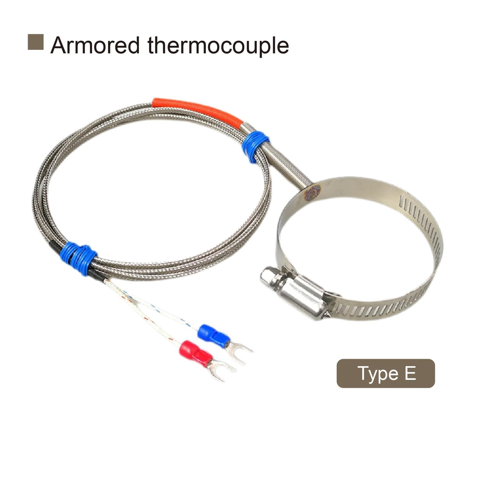 Sensor de superficie de tubería ajustable tipo K con termopar de abrazadera(PT100-300cm-40-63mm)