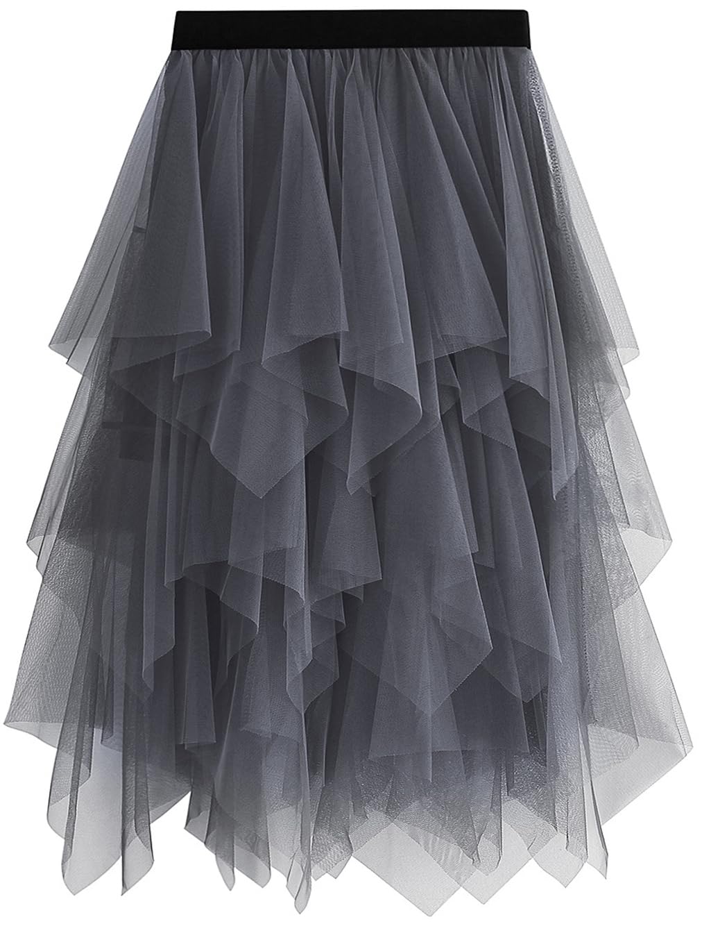 Reaowazo Tulle Skirts for Women Midi Long Fairy Skirt Tutu A-Line Mesh Layered High Elastic Waist Halloween Skirts