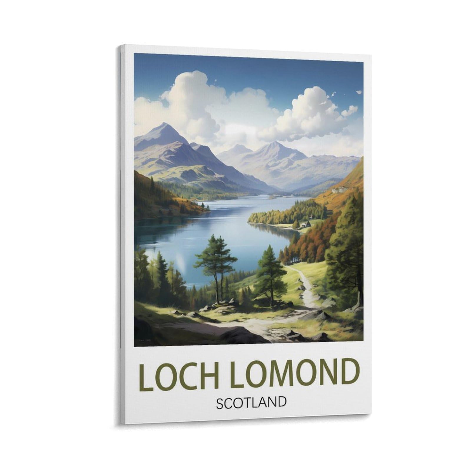 PuPLuM Loch Lomond Scotland Vintage Travel Poster Landscape 08x12inch(20x30cm) Canvas Wall Art Posters for Living Room Decor Paintings for Home Decor