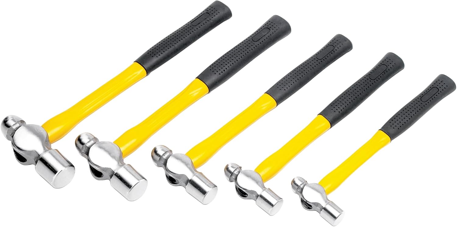 Performance Tool M7134 Fiberglass Ball Pein Hammer Set, With Fiberglass Handle (5pc)
