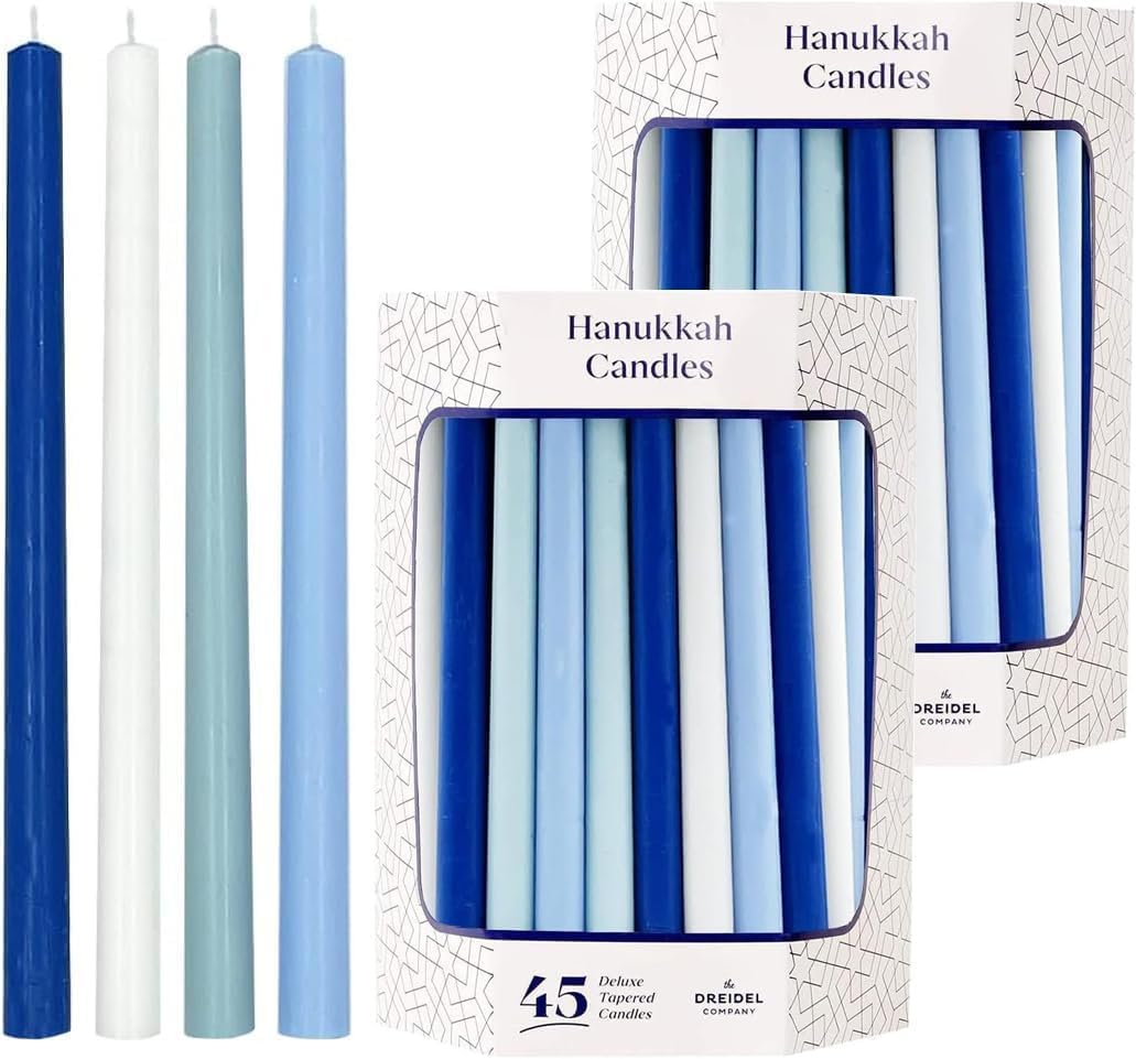 Menorah Candles Chanukah Candles 44 Tall White and Blue Hanukkah Candles for All 8 Nights of Chanukah (2-Pack - Tall Hanukkah Candles)