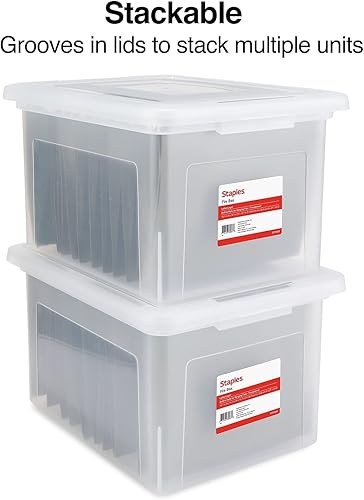 Miniatura 5 de STAPLES Carpeta de archivos colgante, organizador de contenedores de almacenamiento, tapa a presión, documentos de tamaño carta y legal, transparente