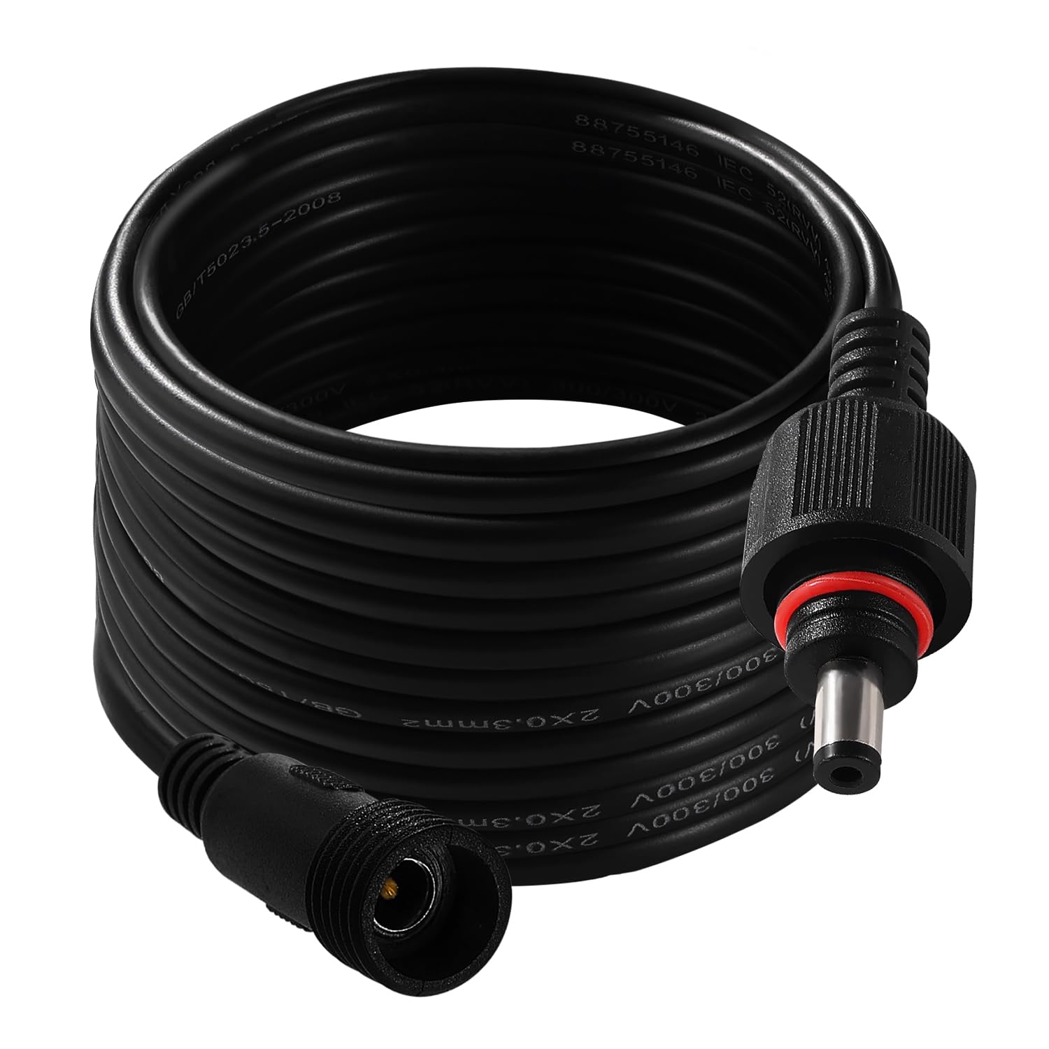 KUOQIY 4m 5.5x2.1 mm M14 Thread IP67 Waterproof DC Power Extension Cable, 12V 24V DC Male to Female Power Supply Adapter Extension Lead 22AWG, for Solar Garden Lights