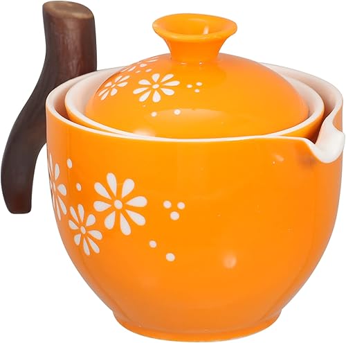 UPKOCH Juego de té de viaje de cerámica Gongfu Juego de tetera de porcelana de rotación 360 tetera todo en uno Kongfu Tetera Dispensador de té chino