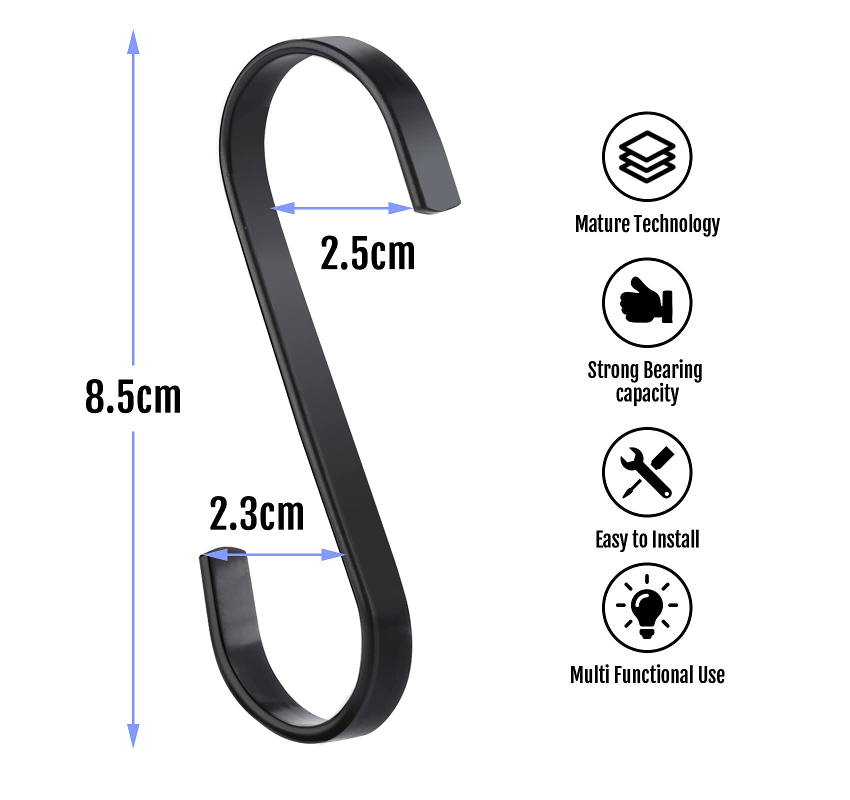 VALICLUD 10er Set S-Haken Edelstahl - Flache Aufhängehaken Für Kleidung, Küche & Garten