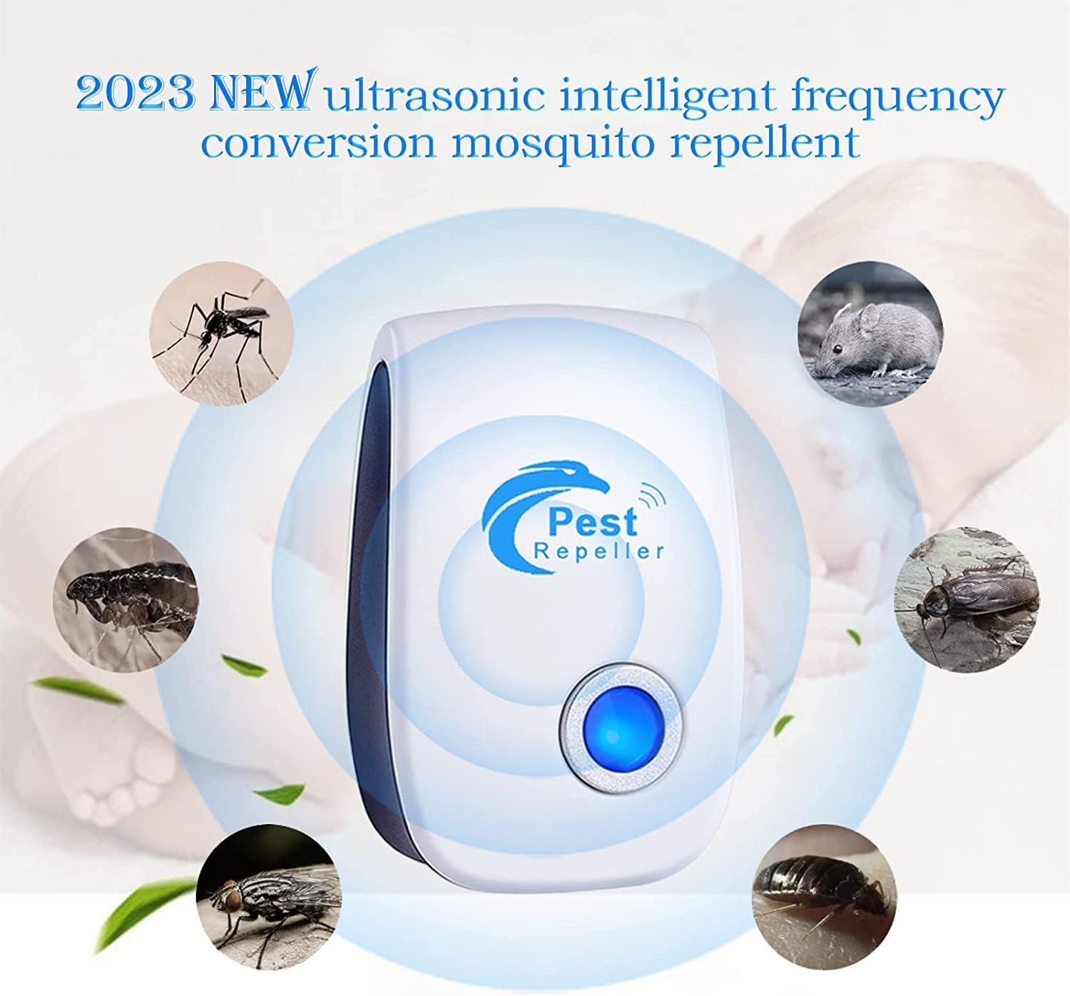 Repelente Ultrasónico Mosquitos, 6 Pack Electrónico Repelente Mosquitos Control de Plagas, Repelente Ultrasónico de Plagas para Anti Mosquito, Moscas, Ratones, Cucarachas, Arañas, Roedores