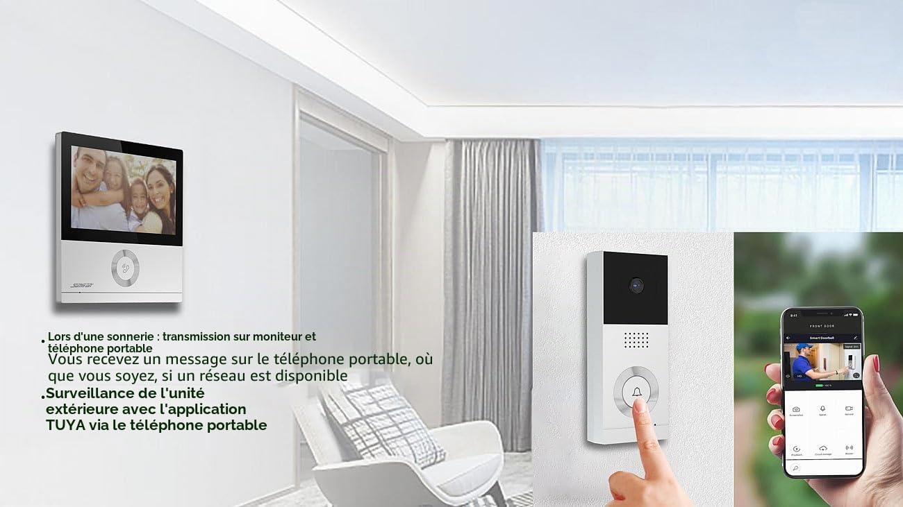 Visiophone Full HD connecté VSA-800.app avec écran tactile 7" [Somikon]