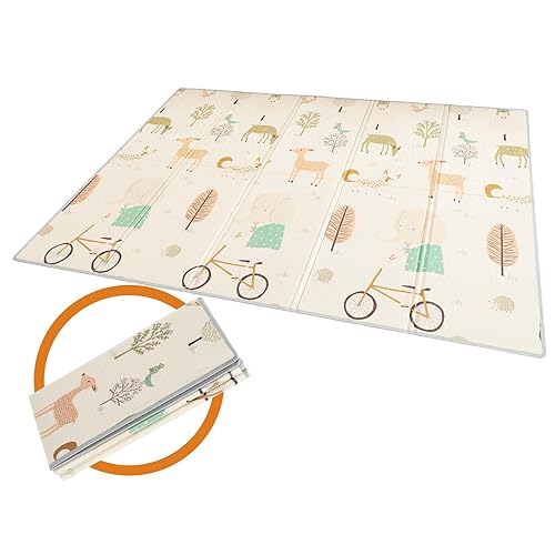 Tapete plegable para bebé, tapete de juego de espuma extra grande, reversible, impermeable, portátil, de doble cara, para niños pequeños, uso en