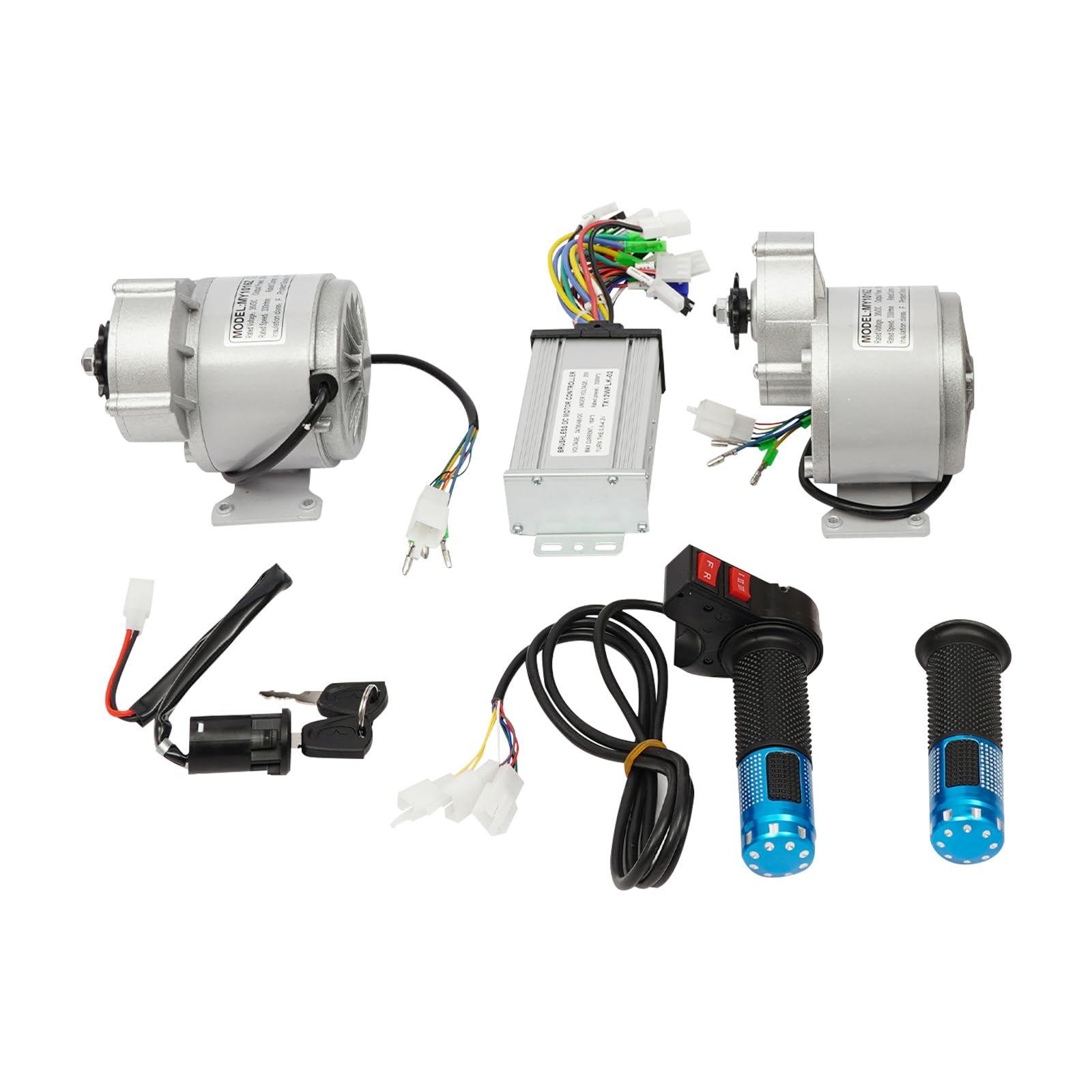 350W Bürstenlose Getriebemotoren Bausatz, Leistungsstarker 36V Elektromotor mit 330 U/min, Controller und 3-Gang-Rückwärtsdrossel, Komplett-Kit für E-Bike, Roller, Go-Kart, ATV, Rasenmäher