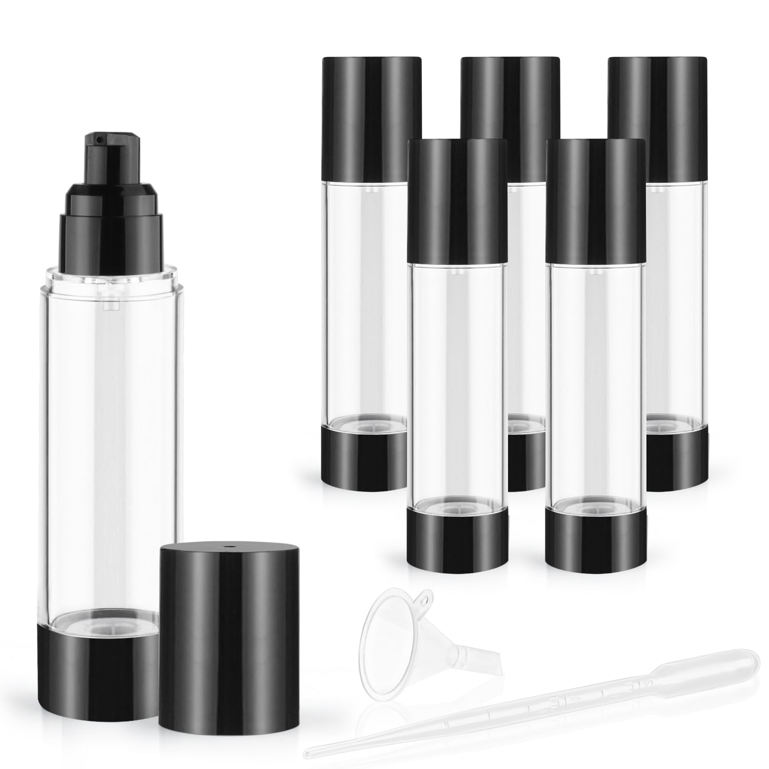 Photo 1 of 6 Pack 100ml/3.4oz Airless Pump Bottles Refillable Vacuum Pump Dispenser Plastic Cosmetic Container for Makeup Foundation Moisturizer Shampoo Toiletry