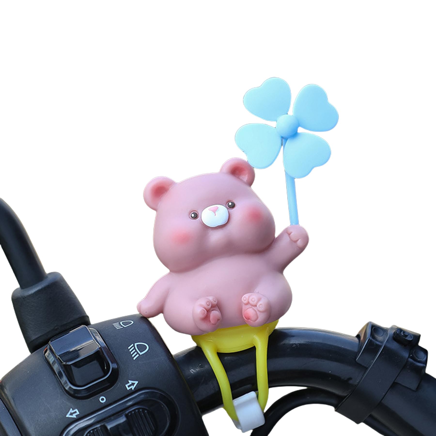 Qaoliffa Cute Animal Propeller Bicycle Handlebar Decoration,Bicycle Accessory for Handlebars with Oversized Spinning Propeller (Little Bear)