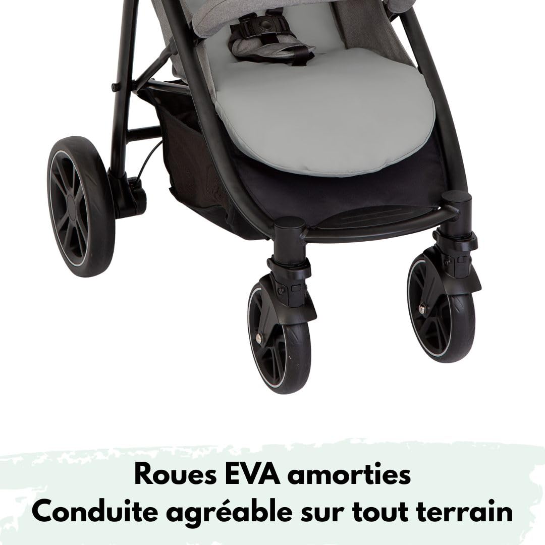 Graco EezeFold DLX – Poussette Compacte et Légère | Pliage à une Main, Suspension 4 Roues, Position Allongée, Grand Panier – Coloris Lunar Grey