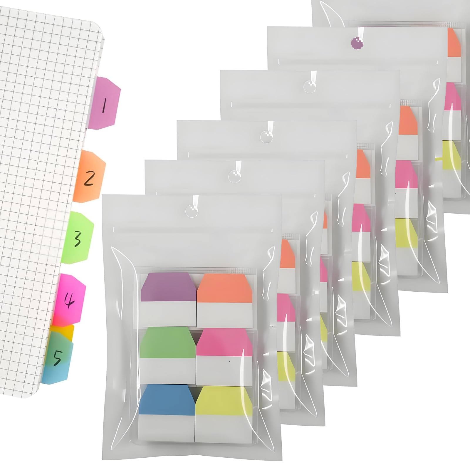 Oiieco 720 PCS Sticky Index Tabs Flags Set, Transparent Writable Page Markers, Medium File Tabs Flag Filing Tabs Page Markers Tape Flags, Book Tabs for Files, Notes, Study, Office School Supplies