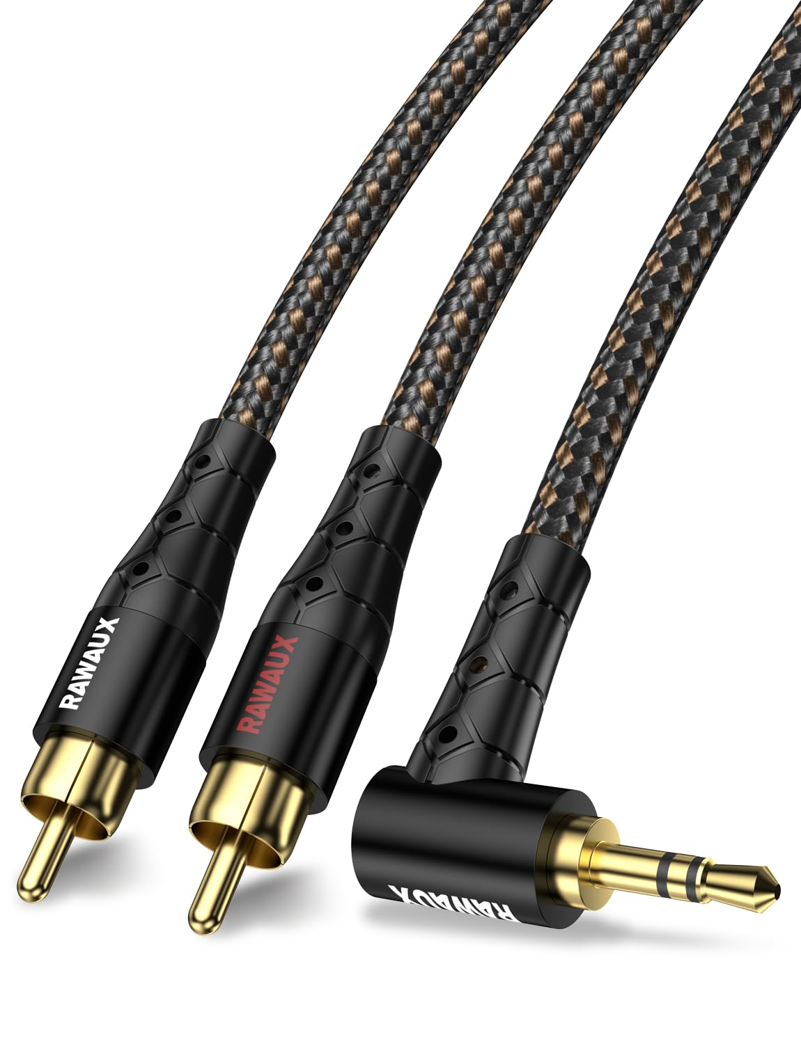 Câble RCA Jack Audio Stéréo 1M 90 Degrés 3.5mm vers 2RCA Mâle Câble Adaptateur Audio 2RCA Auxiliaire pour TV, Smartphone, Tablette, Home Cinéma, Amplificateur (2 RCA à 3.5 - Noir)