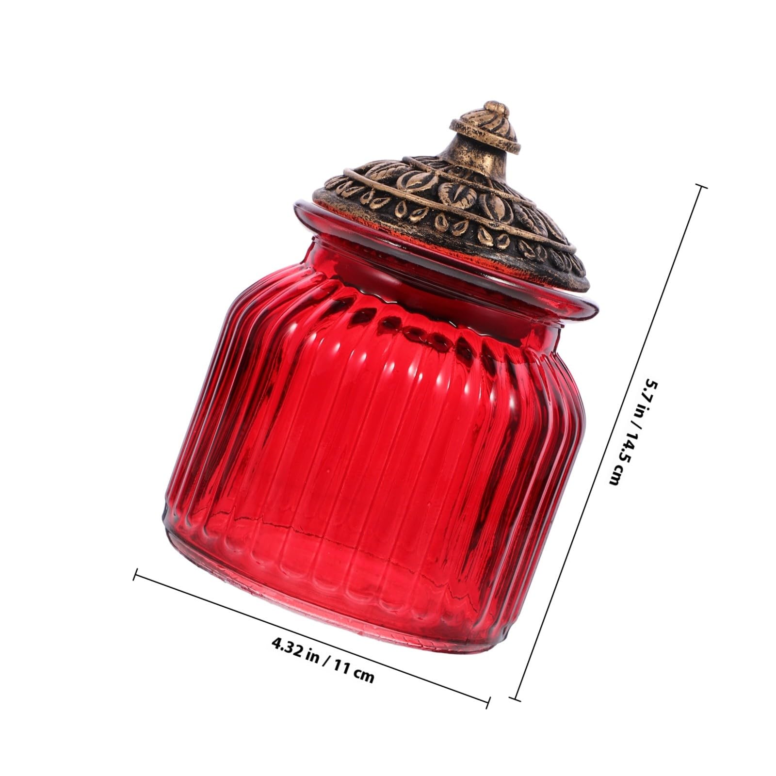 Garneck Recipiente de Almacenamiento de Vidrio Tapa de Resina Roja Sellado Hermético 11 CM de Diámetro X 145 CM de Alto Contenedor Multifuncional para Cocina y Hogar Adecuado para Té