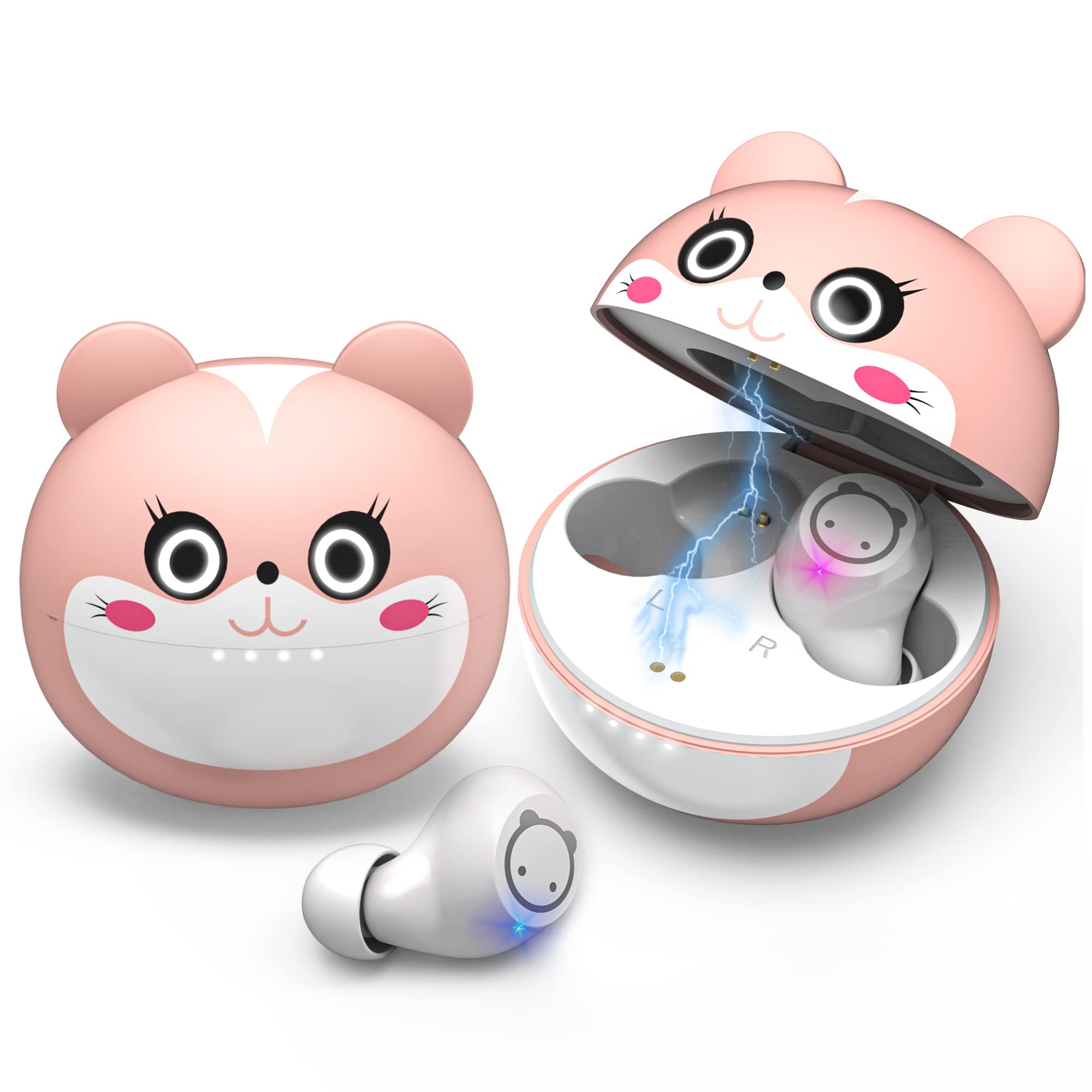 Kids Earbuds Bluetooth Lightweight Foldable Wireless Headphones for Kids, Bulit in Mic, Touch Control, 85dB Safe Volume Limitted, Waterproof Earphones for Boys Girls Tablet Chromebook ipad, Cat