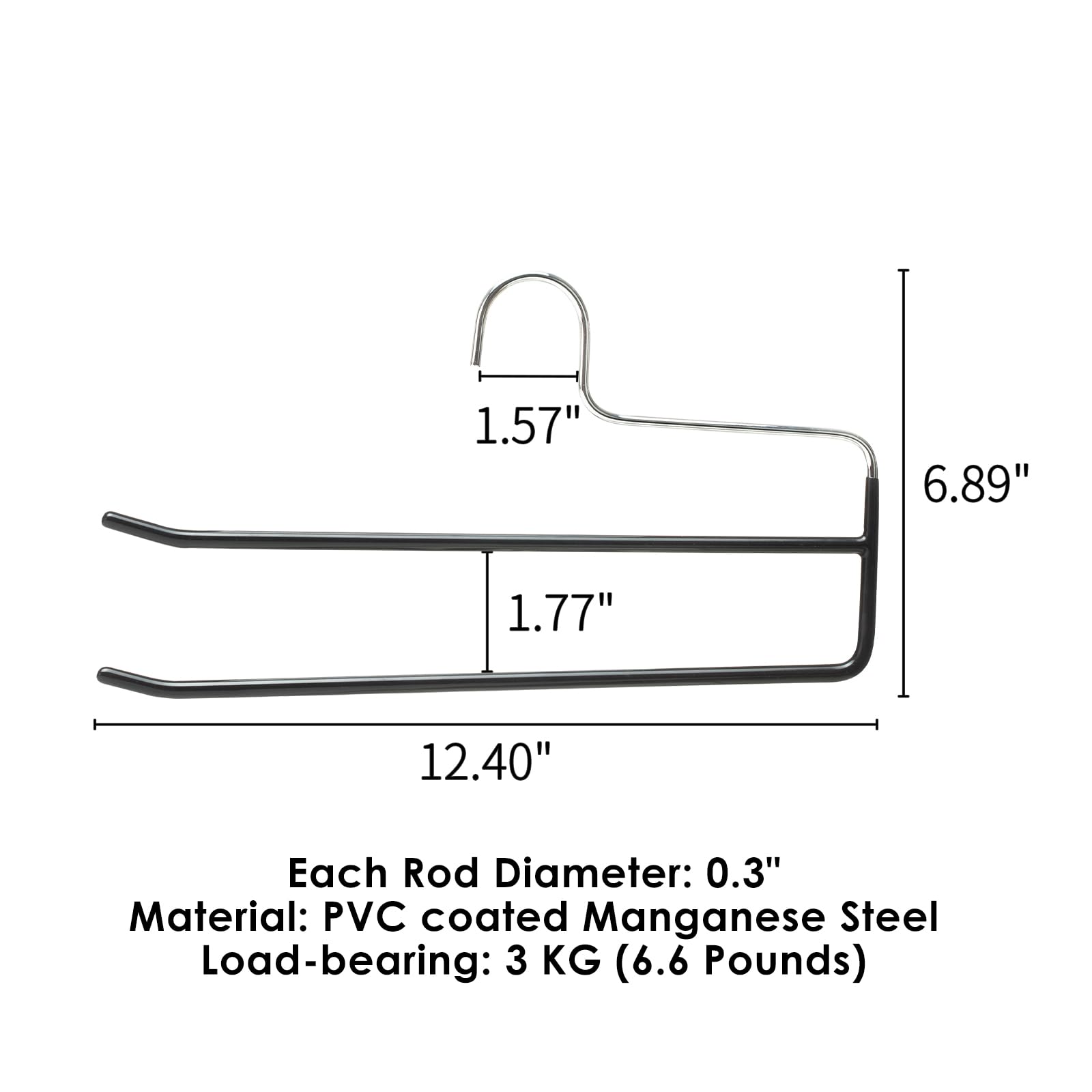 SHIMOYAMA Hosenbügel, 5er-Pack, Doppelstab-Hosenbügel für Jeans, platzsparende Slack-Kleiderbügel, Metallbügel Klemmbügel Gürtelhalter, Schwarz
