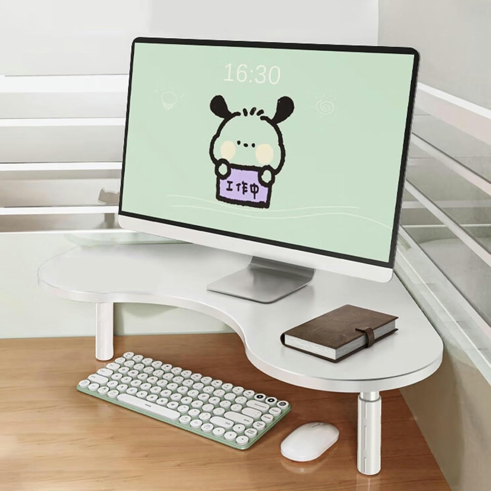 SDGcfgjW corner desks， Triangle Desk Monitor Riser Screen Holder, Easy to Assemble Lifting Shelf for Laptop TV(White)