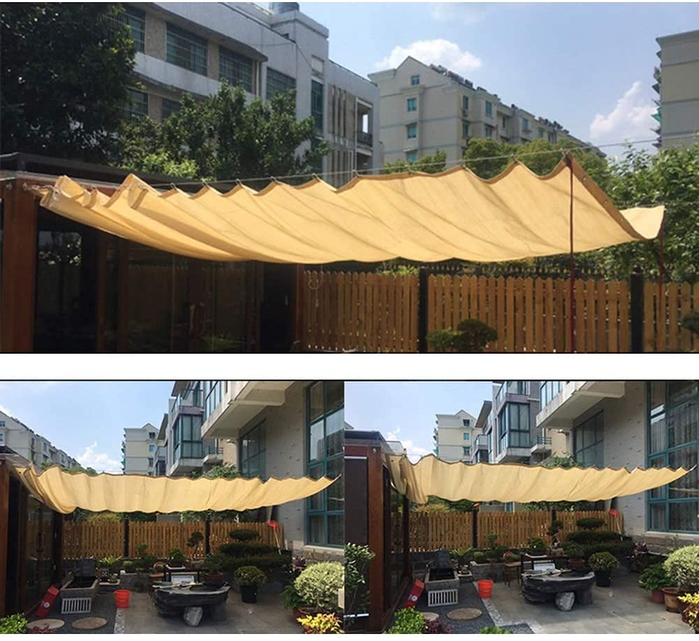 Tenda parasole per pergola, resistente ai raggi UV, retrattile, traspirante, impermeabile, in tessuto ombreggiante per una migliore atmosfera della casa, rettangolare, colore beige, 85% resistenza ai